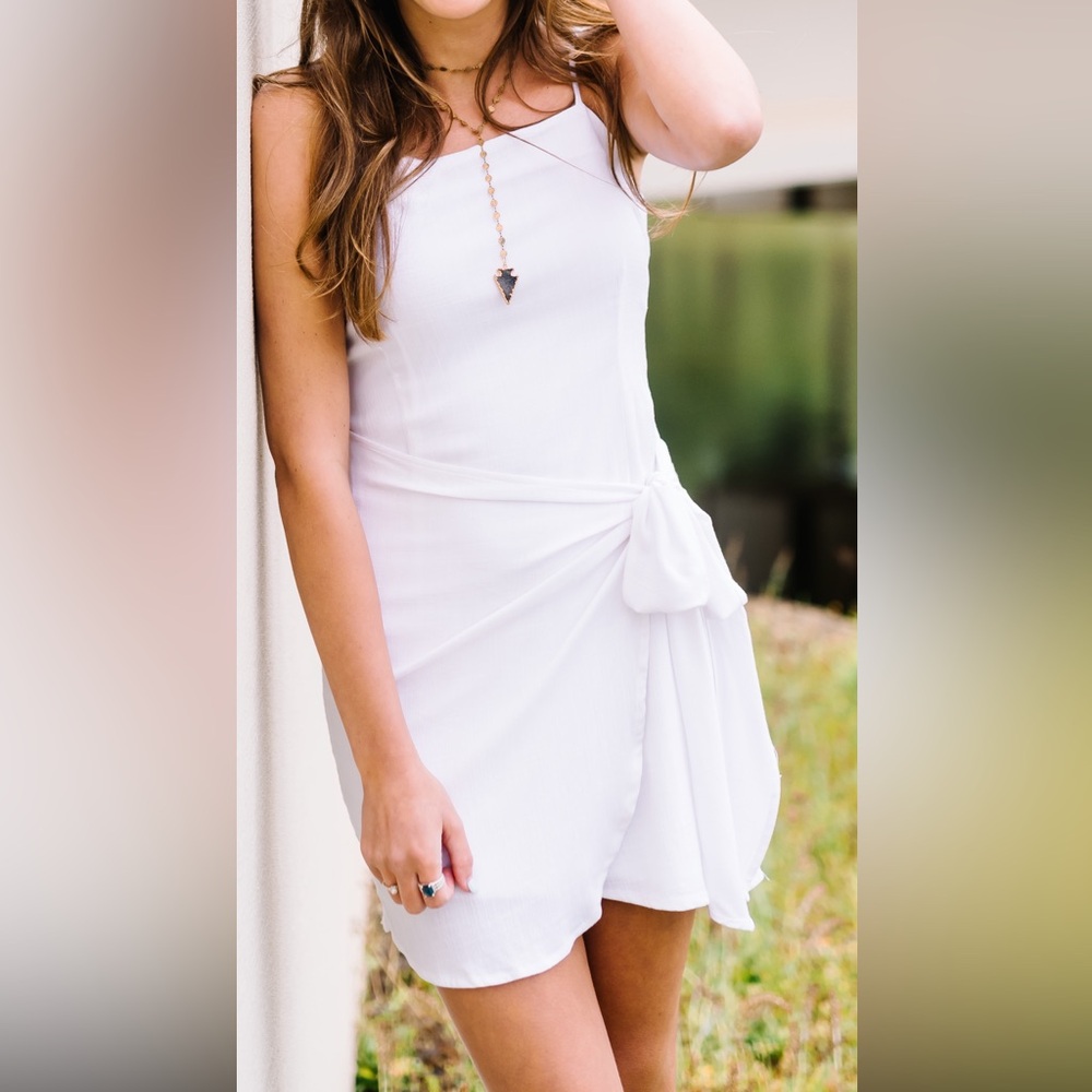 American threads white linen dress